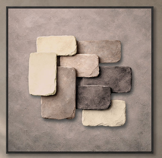 a collection of various colored stones or blocks arranged in a visually appealing manner.